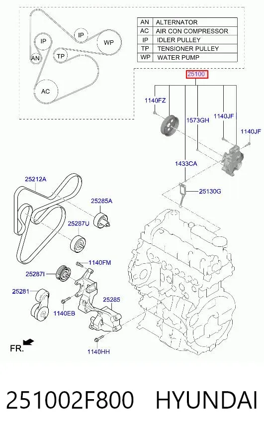 Bomba de agua 251002F800 Hyundai/Kia