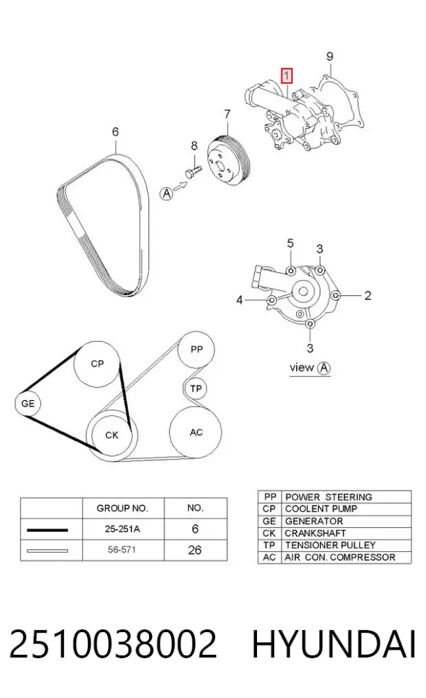 Bomba de agua 2510038002 Hyundai/Kia