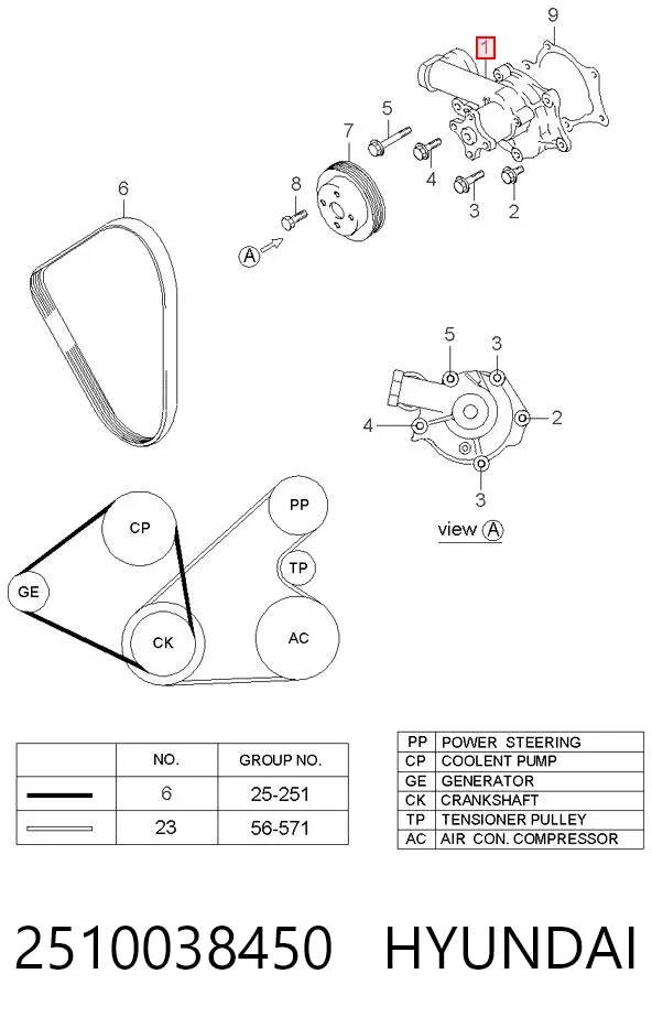 Bomba de agua 2510038450 Hyundai/Kia