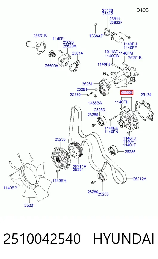 Bomba de agua 2510042540 Hyundai/Kia