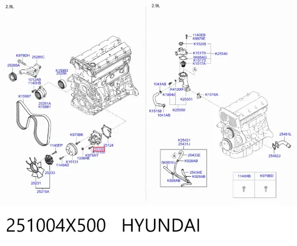 Bomba de agua 251004X500 Hyundai/Kia