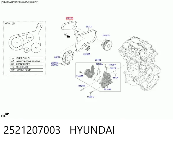 Correa de alternador 2521207003 Hyundai/Kia