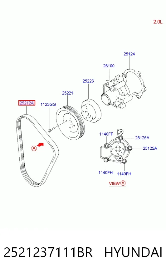 Correa de alternador 2521237111BR Hyundai/Kia