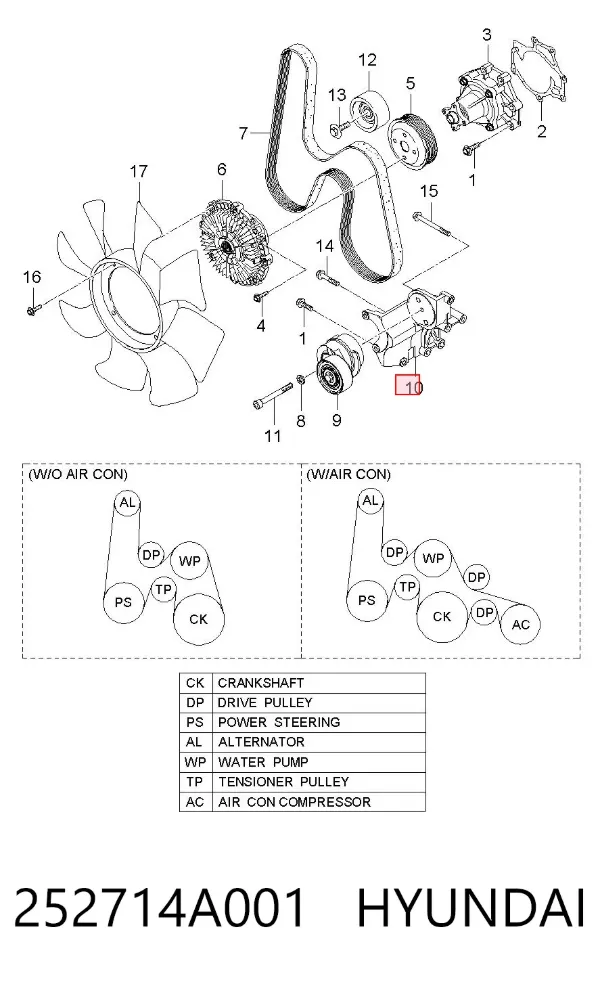 Soporte de bomba de dirección asistida 252714A001 Hyundai/Kia