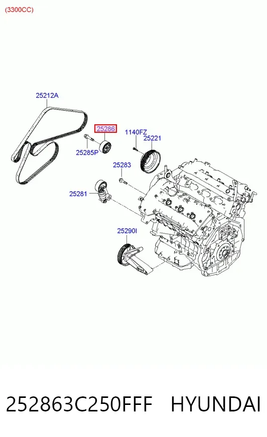 Polea inversión / guía, correa poli V 252863C250FFF Hyundai/Kia
