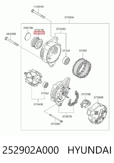 Polea del alternador HYUNDAI 252902A000
