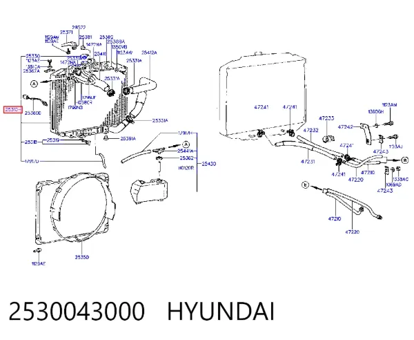 Radiador 2530043000 Hyundai/Kia