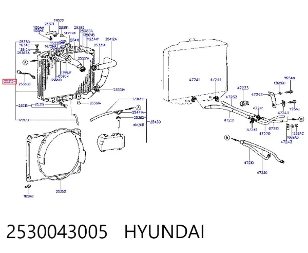 Radiador 2530043005 Hyundai/Kia