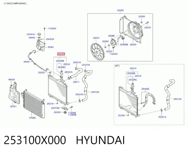 Radiador 253100X000 Hyundai/Kia