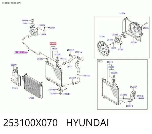 Radiador 253100X070 Hyundai/Kia