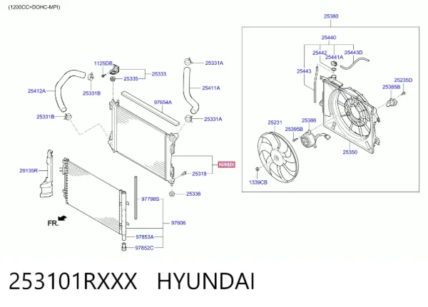 Radiador 253101RXXX Hyundai/Kia