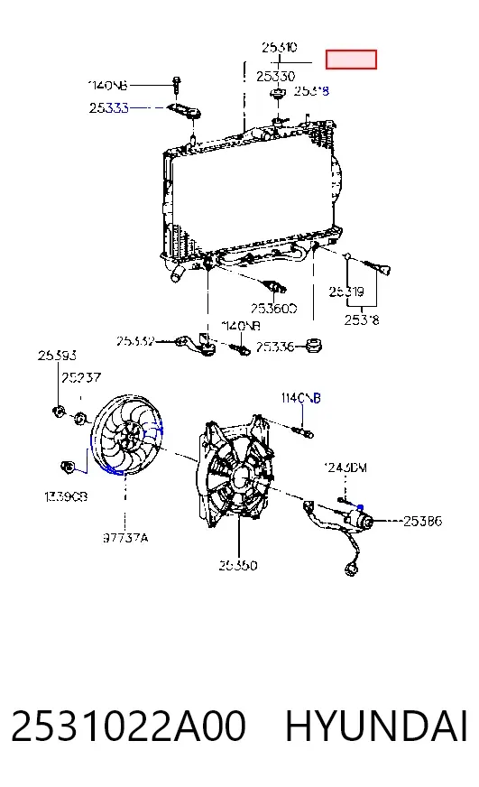 Radiador 2531022A00 Hyundai/Kia