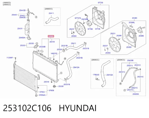 Radiador 253102C106 Hyundai/Kia