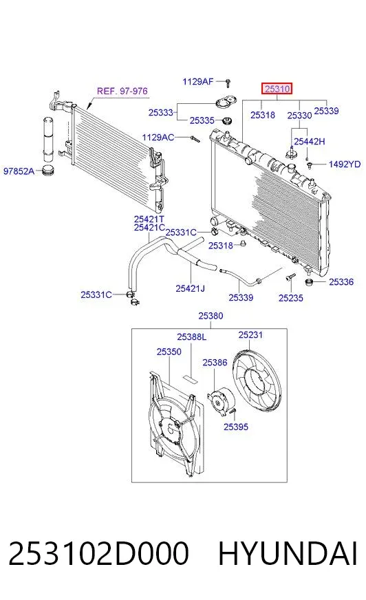 Radiador 253102D000 Hyundai/Kia