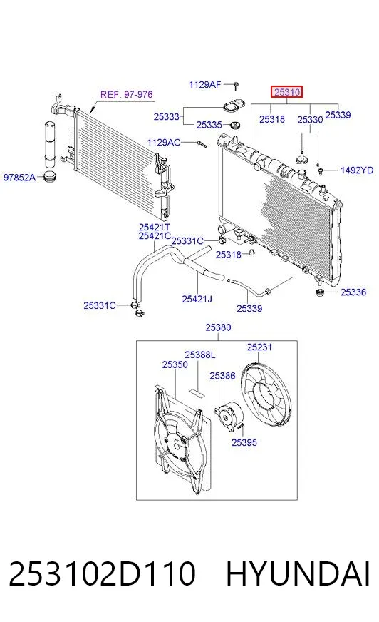 Radiador 253102D110 Hyundai/Kia
