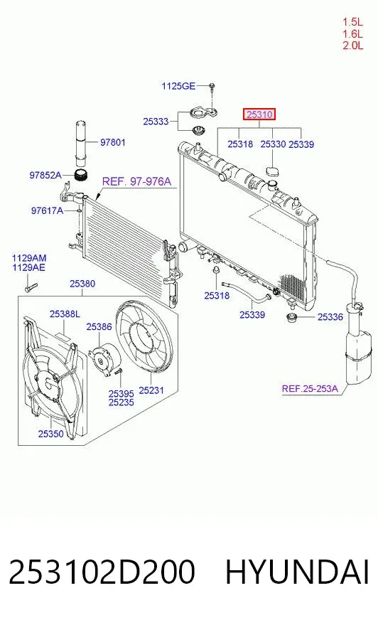 Radiador 253102D200 Hyundai/Kia