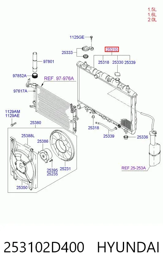 Radiador 253102D400 Hyundai/Kia