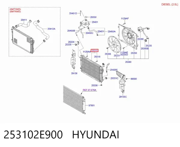 Radiador 253102E900 Hyundai/Kia