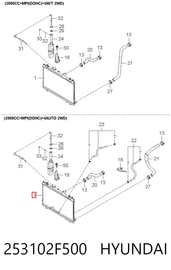 Radiador 253102F500 Hyundai/Kia
