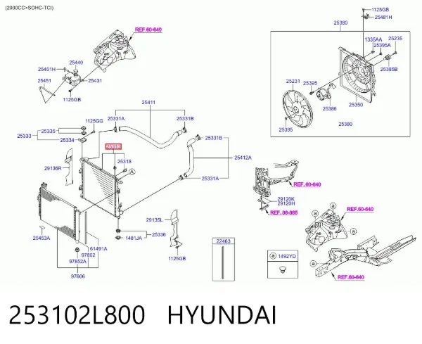 Radiador 253102L800 Hyundai/Kia