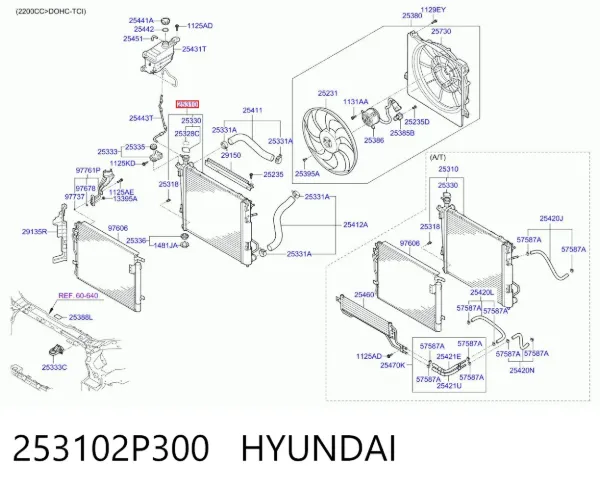 Radiador 253102P300 Hyundai/Kia