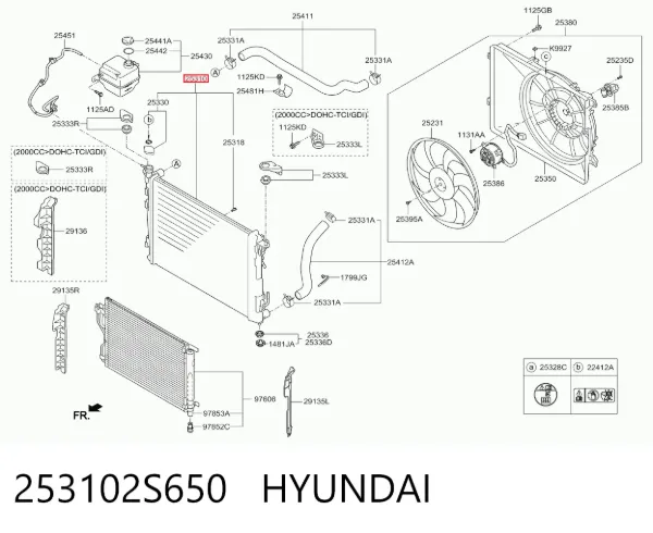 Radiador 253102S650 Hyundai/Kia