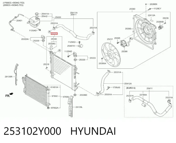 Radiador 253102Y000 Hyundai/Kia