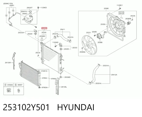 Radiador 253102Y501 Hyundai/Kia