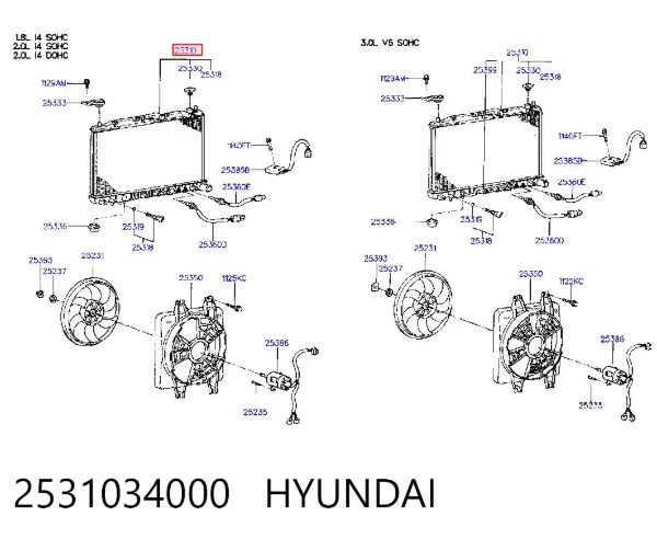 Radiador 2531034000 Hyundai/Kia