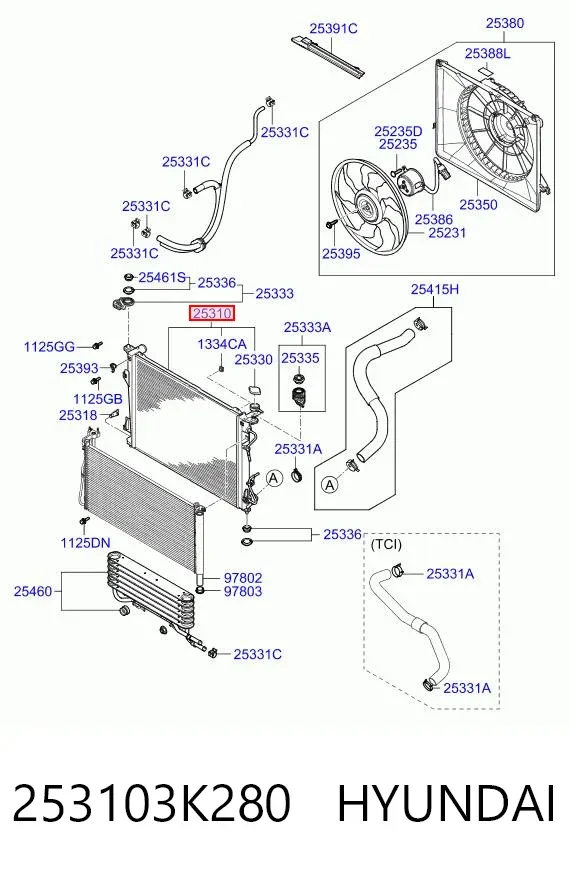Radiador 253103K280 Hyundai/Kia