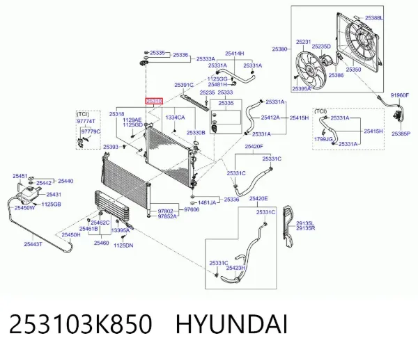 Radiador 253103K850 Hyundai/Kia