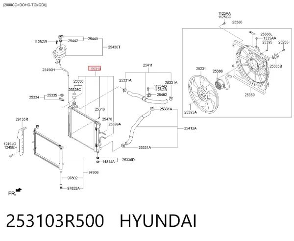 Radiador 253103R500 Hyundai/Kia