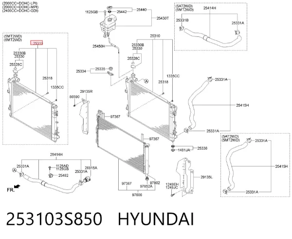 Radiador 253103S850 Hyundai/Kia