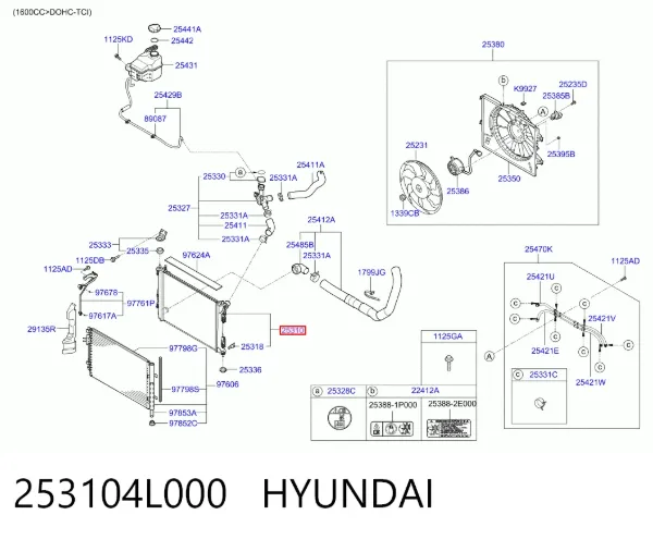 Radiador 253104L000 Hyundai/Kia