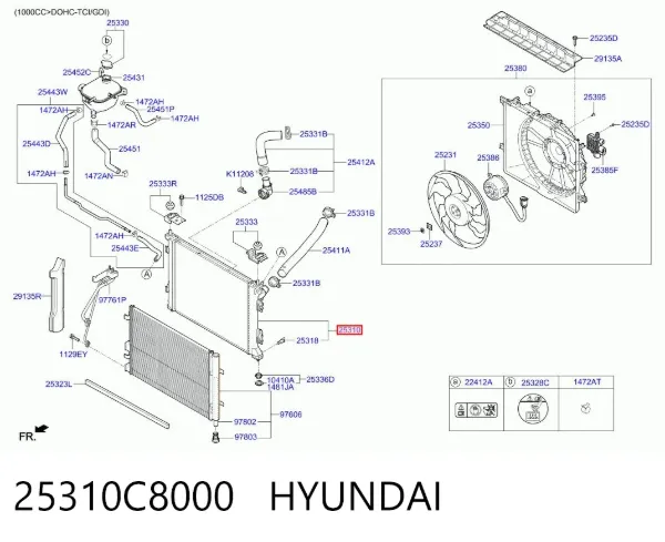 Radiador 25310C8000 Hyundai/Kia