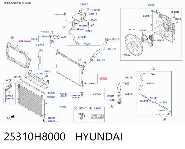 Radiador 25310H8000 Hyundai/Kia