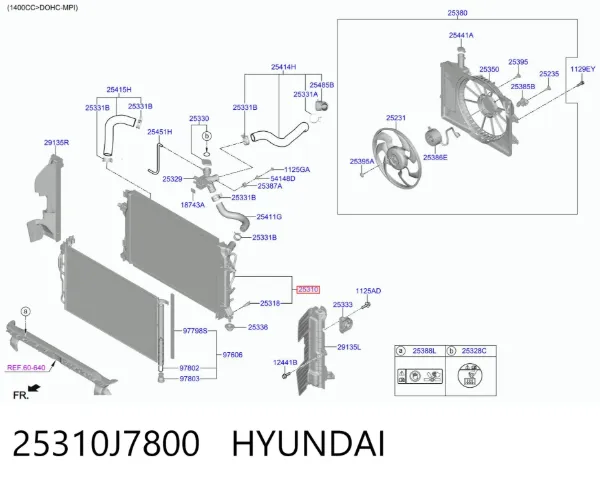 Radiador 25310J7800 Hyundai/Kia