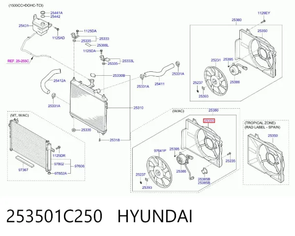 Bastidor radiador 253501C250 Hyundai/Kia