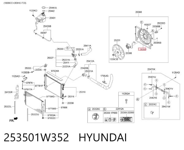 Bastidor radiador 253501W352 Hyundai/Kia