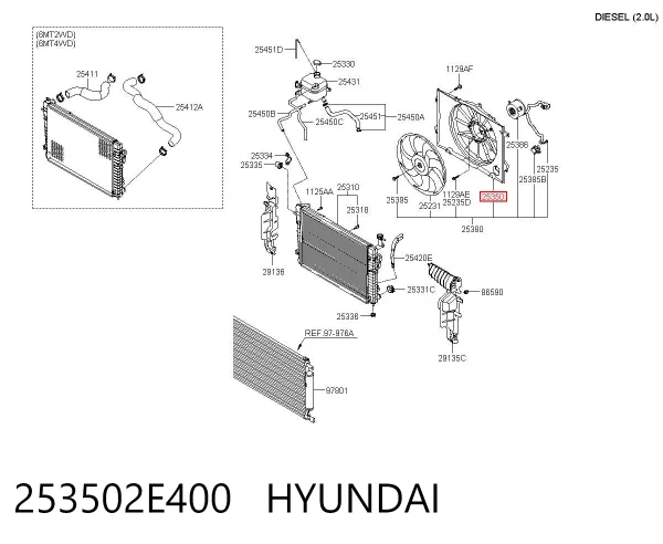Bastidor radiador 253502E400 Hyundai/Kia