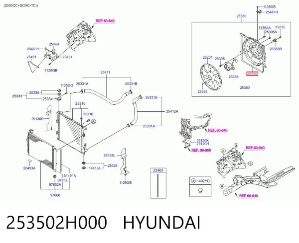 Bastidor radiador 253502H000 Hyundai/Kia