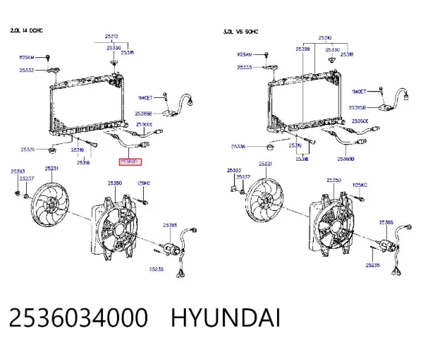 Sensor de temperatura 2536034000 Hyundai/Kia