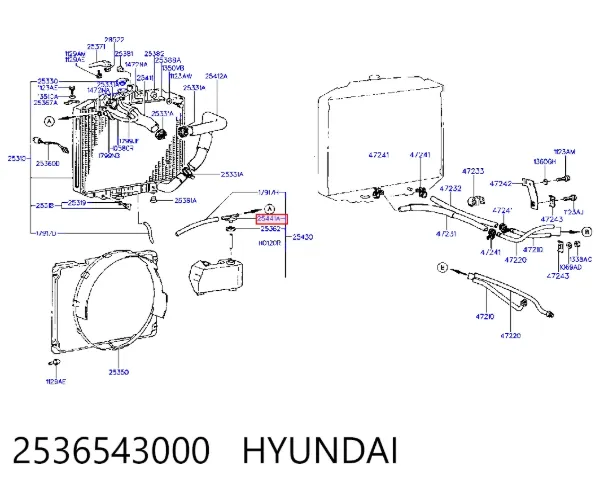 Tapón depósito de refrigerante 2536543000 Hyundai/Kia
