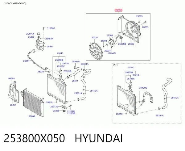 Ventilador de radiador 253800X050 Hyundai/Kia