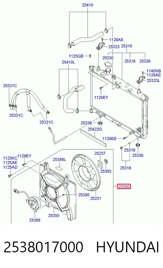 Ventilador de radiador 2538017000 Hyundai/Kia