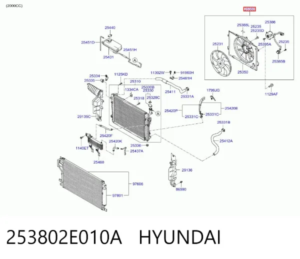 Ventilador de radiador 253802E010A Hyundai/Kia