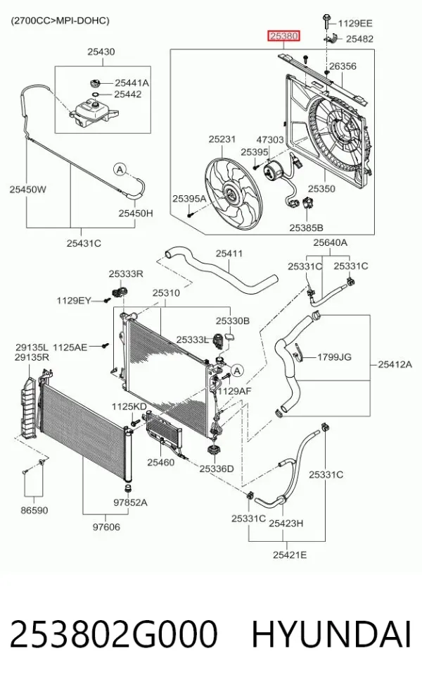 Ventilador de radiador 253802G000 Hyundai/Kia
