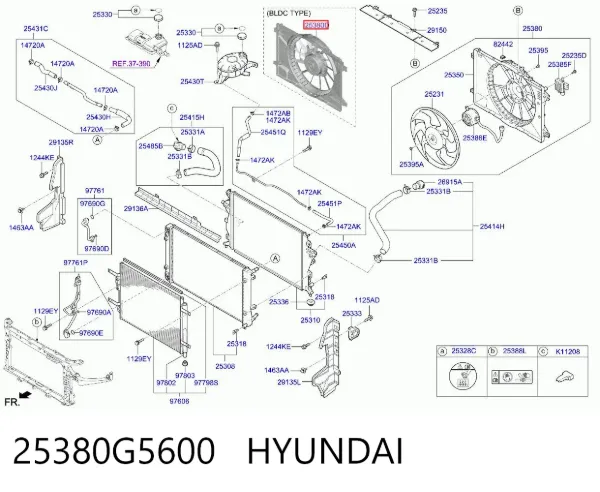 Ventilador de radiador 25380G5600 Hyundai/Kia