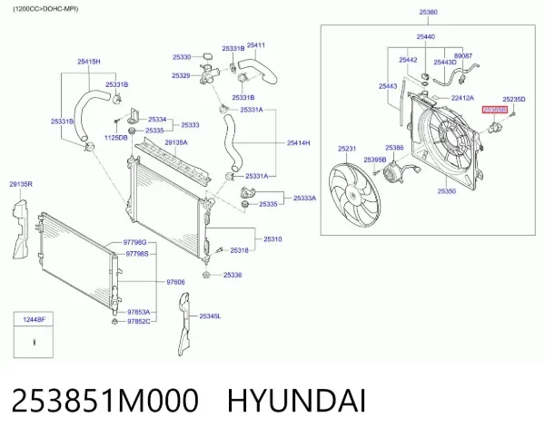 Resistencia de calefacción 253851M000 Hyundai/Kia