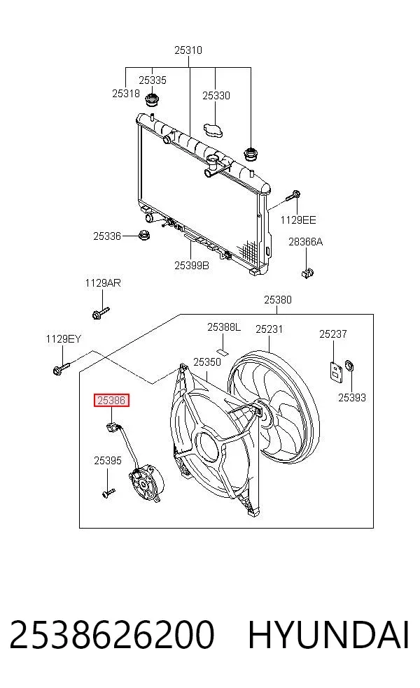 Motor ventilador del radiador 2538626200 Hyundai/Kia